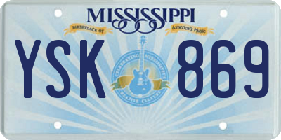 MS license plate YSK869