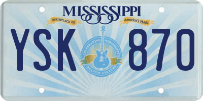 MS license plate YSK870