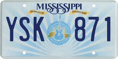 MS license plate YSK871