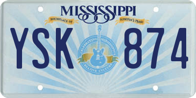 MS license plate YSK874