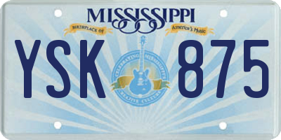 MS license plate YSK875