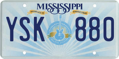 MS license plate YSK880
