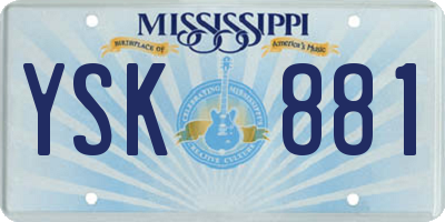 MS license plate YSK881
