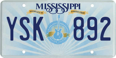 MS license plate YSK892