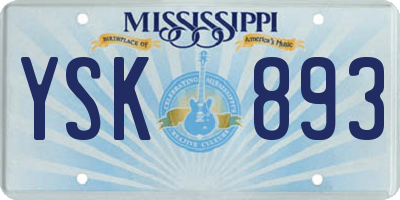MS license plate YSK893