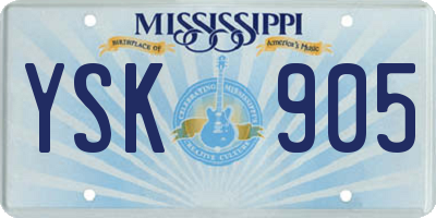MS license plate YSK905