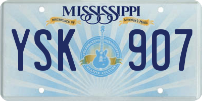 MS license plate YSK907