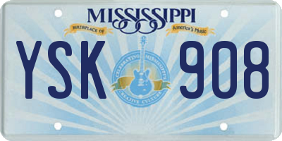 MS license plate YSK908