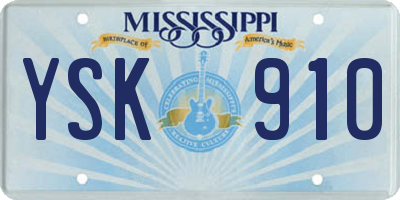 MS license plate YSK910