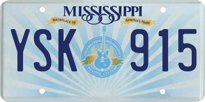 MS license plate YSK915