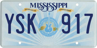 MS license plate YSK917