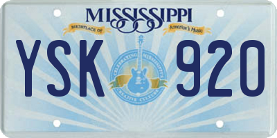 MS license plate YSK920