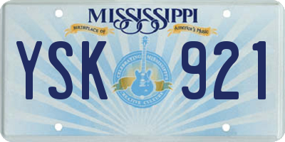 MS license plate YSK921
