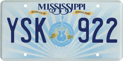 MS license plate YSK922