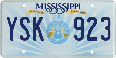 MS license plate YSK923