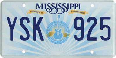 MS license plate YSK925