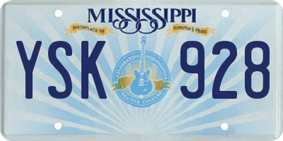 MS license plate YSK928