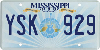 MS license plate YSK929