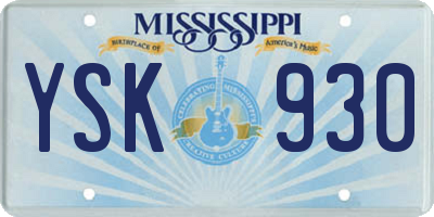 MS license plate YSK930
