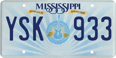 MS license plate YSK933