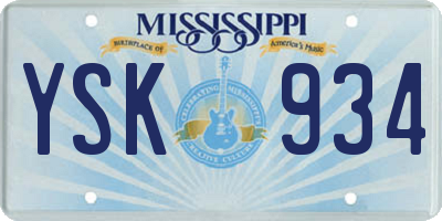 MS license plate YSK934