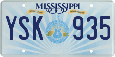 MS license plate YSK935