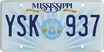 MS license plate YSK937