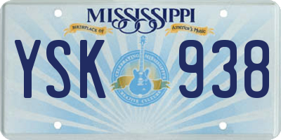 MS license plate YSK938