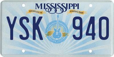 MS license plate YSK940