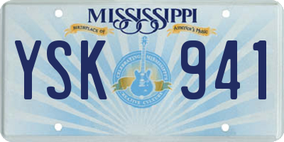 MS license plate YSK941