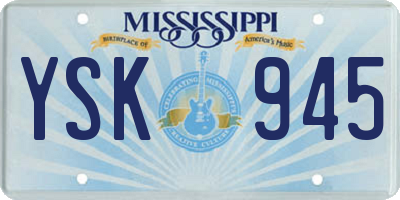 MS license plate YSK945