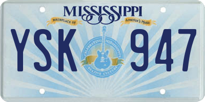 MS license plate YSK947