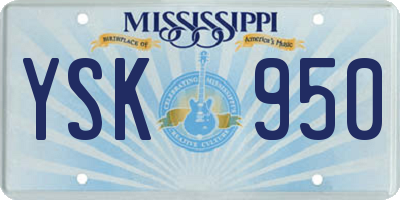 MS license plate YSK950
