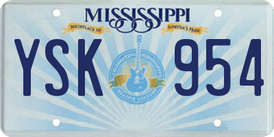 MS license plate YSK954