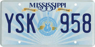 MS license plate YSK958