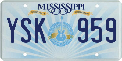 MS license plate YSK959