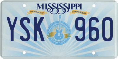 MS license plate YSK960