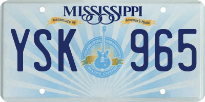 MS license plate YSK965