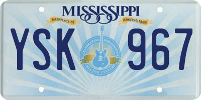 MS license plate YSK967