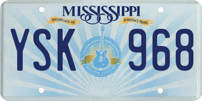 MS license plate YSK968