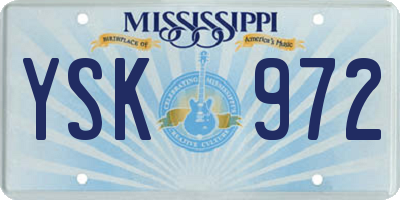 MS license plate YSK972