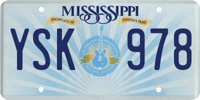 MS license plate YSK978
