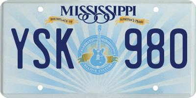 MS license plate YSK980