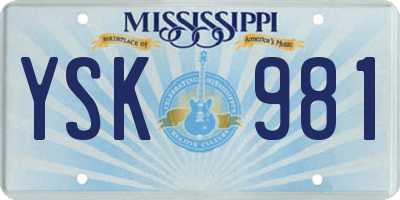 MS license plate YSK981