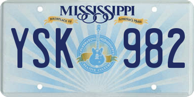 MS license plate YSK982