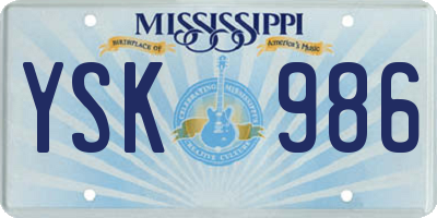 MS license plate YSK986