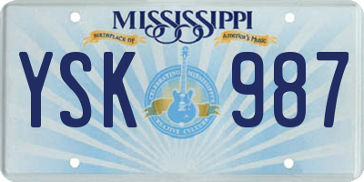 MS license plate YSK987