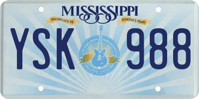 MS license plate YSK988