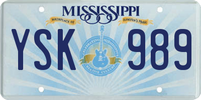 MS license plate YSK989
