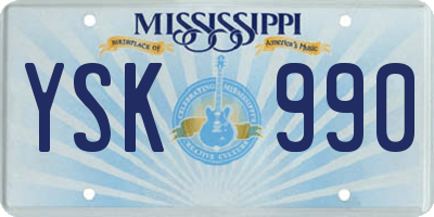 MS license plate YSK990
